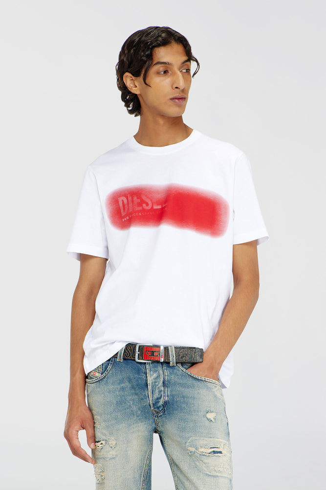 Cotton T-shirt with spray logo print