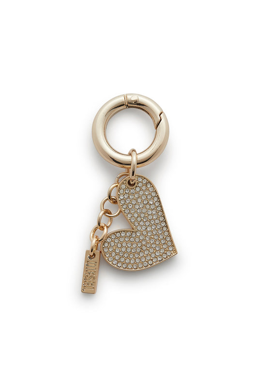 Metal heart charm with rhinestones