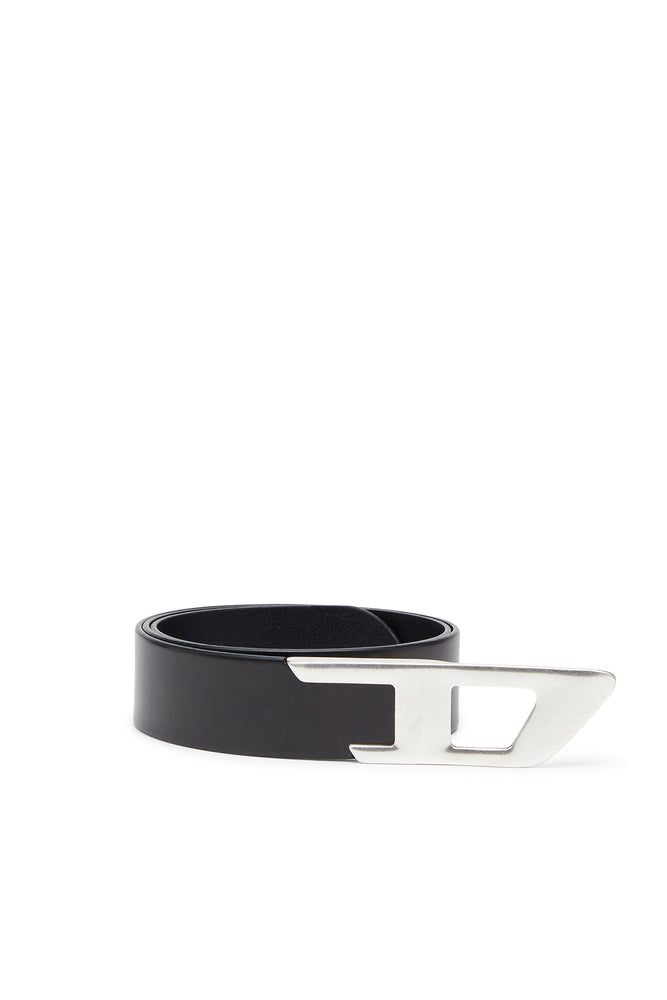 4 cm leather belt with metal D buckle
