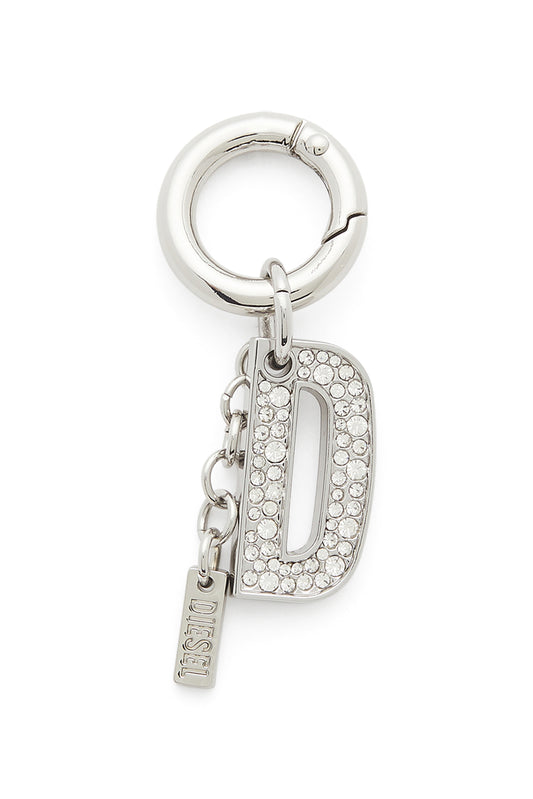 Metal keyring charm with crystal D