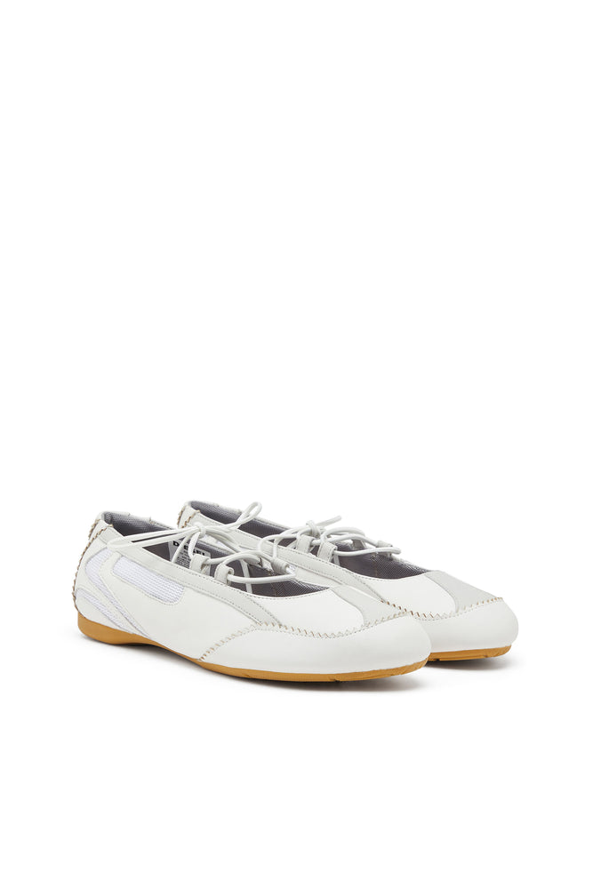 D-Mile - Lace-up ballerina flats in leather and mesh (1)