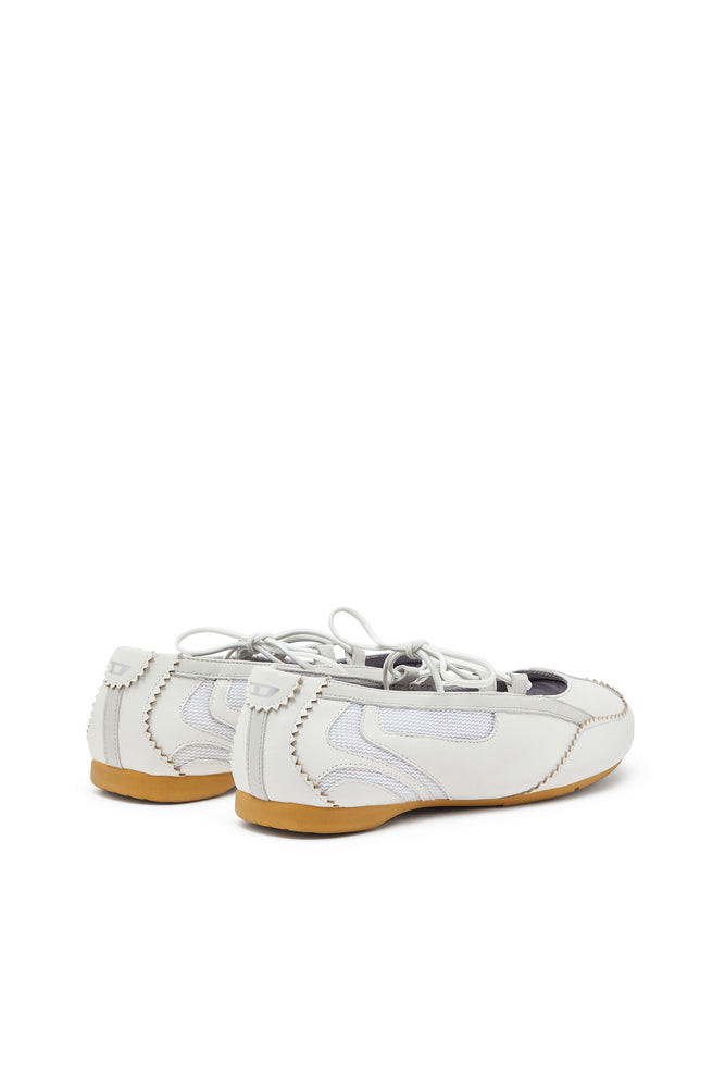 D-Mile - Lace-up ballerina flats in leather and mesh (2)