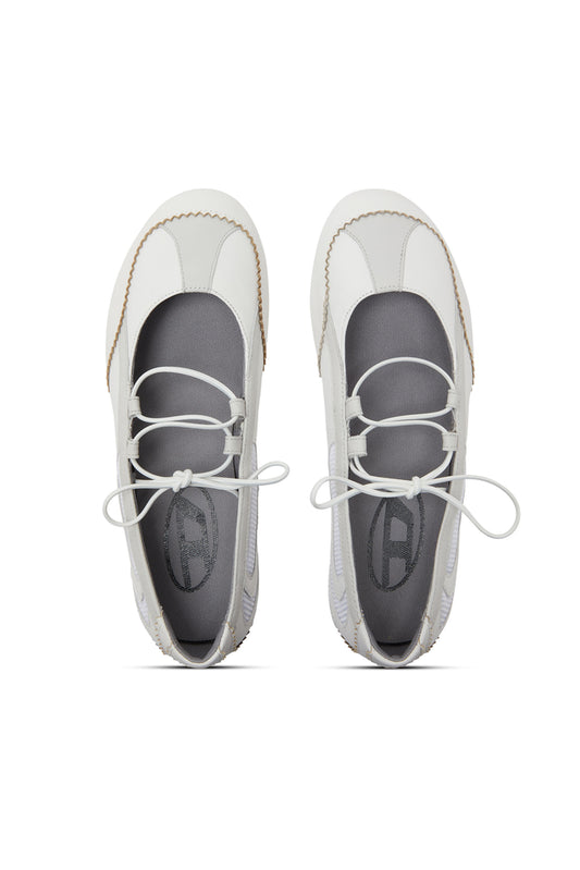 D-Mile - Lace-up ballerina flats in leather and mesh (4)