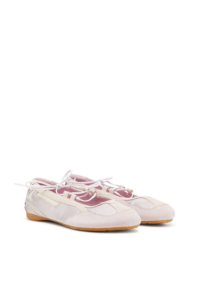 D-Mile - Lace-up ballerina flats in leather and mesh (1)