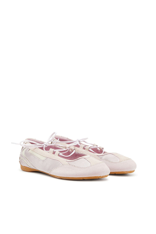 D-Mile - Lace-up ballerina flats in leather and mesh (1)