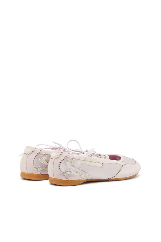 D-Mile - Lace-up ballerina flats in leather and mesh (2)
