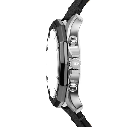 Diesel Stinger Chronograph Black Leather Watch (1)