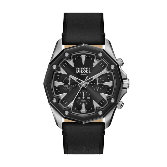 Diesel Stinger Chronograph Black Leather Watch