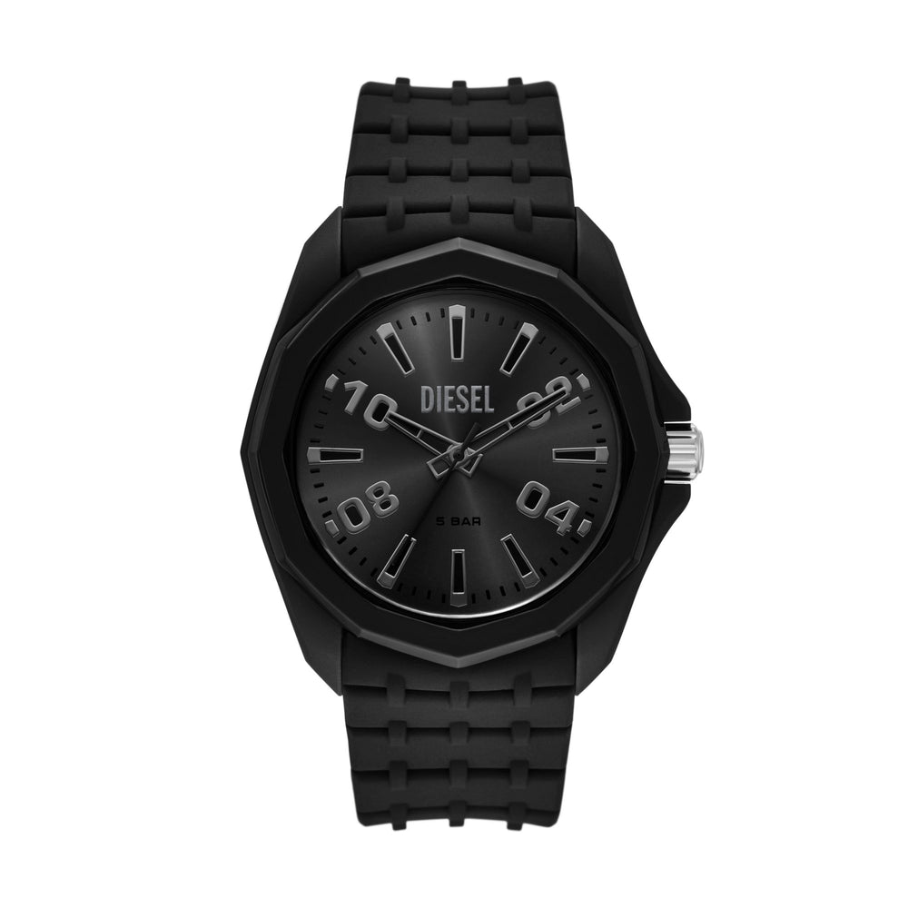 Diesel Stinger Three-Hand Black Silicone Watch