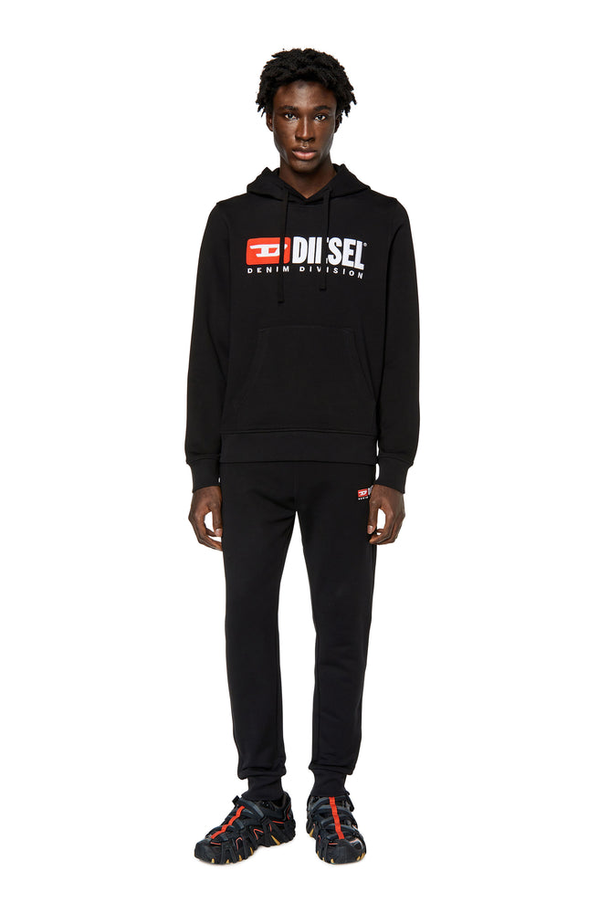 Track pants with embroidered logo