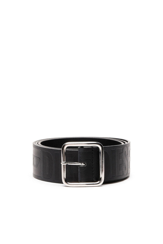 Leather belt with all-over debossed logo & 8051385968012 & 8051385968081 & 8051385968098