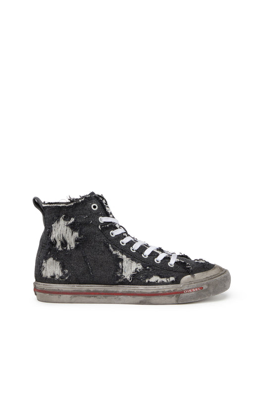 S-Athos Mid - High-top sneakers in frayed denim & 8059038744488 & 8059038744525