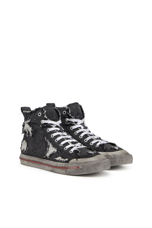 S-Athos Mid - High-top sneakers in frayed denim (1)