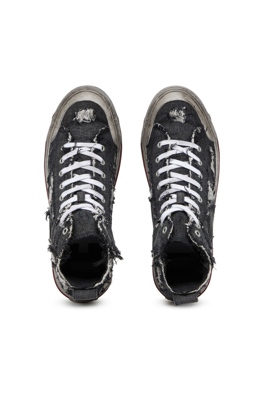 S-Athos Mid - High-top sneakers in frayed denim (4)