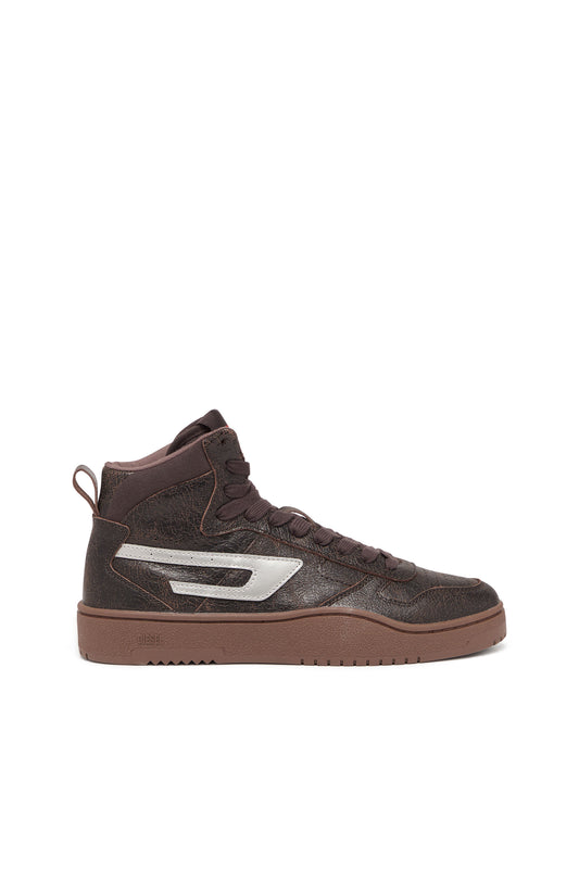 S-Ukiyo V2 Mid - High-top sneakers in cracked leather & 8059038756580 & 8059038756603