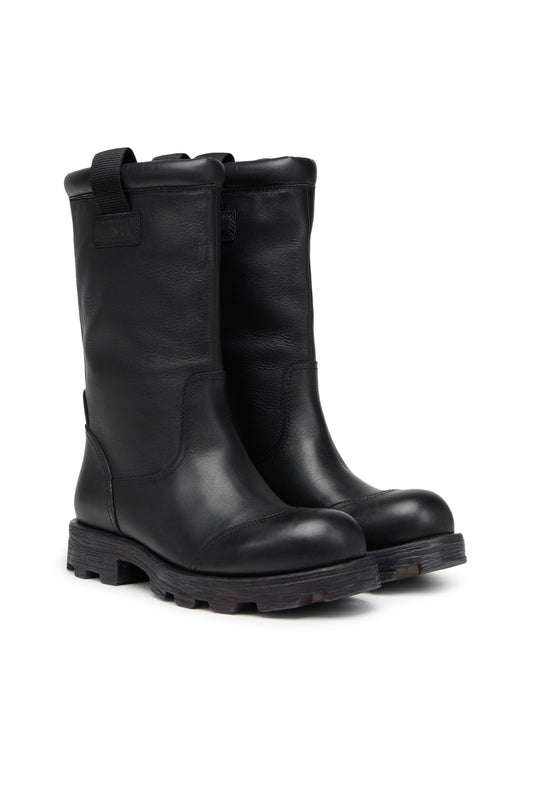 D-Hammer HB - Leather boots with logo patch (1)