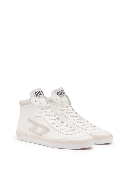 S-Leroji Mid - Leather high-top sneakers with colour bleed (1)