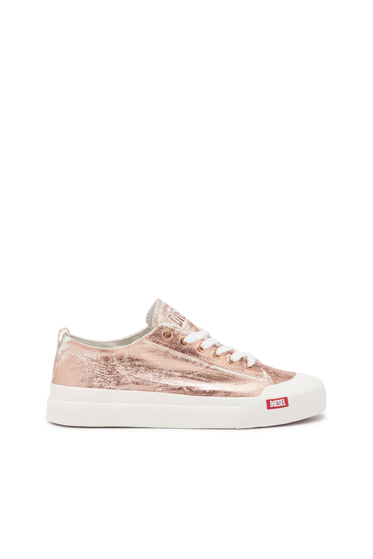 S-Athos Low W - Distressed sneakers in metallic canvas & 8058992498727 & 8058992498734