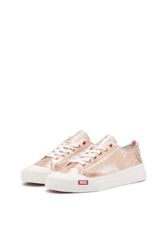 S-Athos Low W - Distressed sneakers in metallic canvas (7)