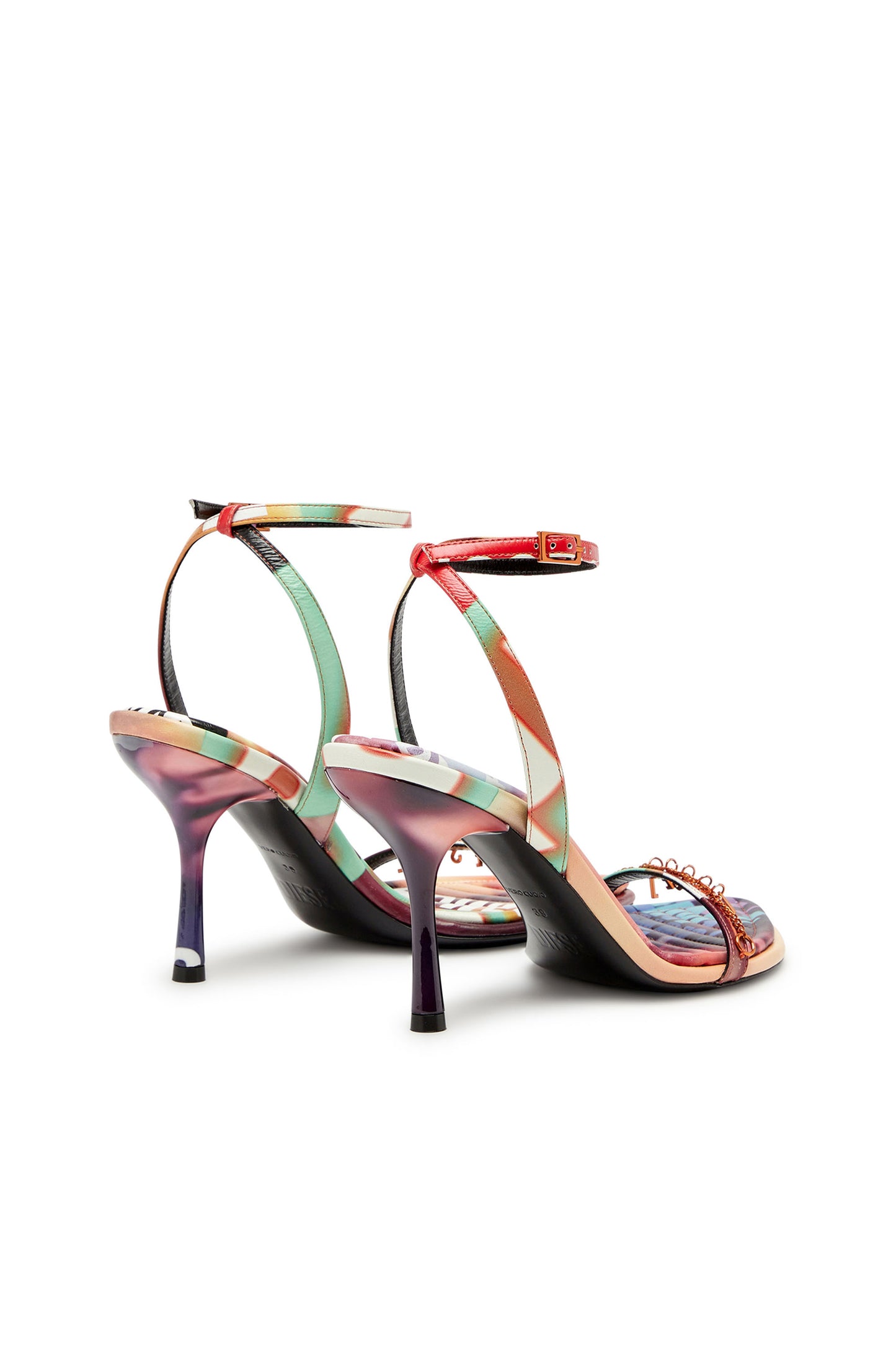 D-Vina Charm-Strappy sandals in poster-print leather (2)